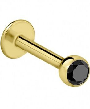 Złoty Labret Tytan G23 z Czarną Cyrkonią – Kolczyk do Piercingu black.jpg